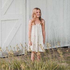 RYLEE + CRU VEGETABLE GARDEN CHILDREN'S TIERED DRESS - NATURAL Size 7